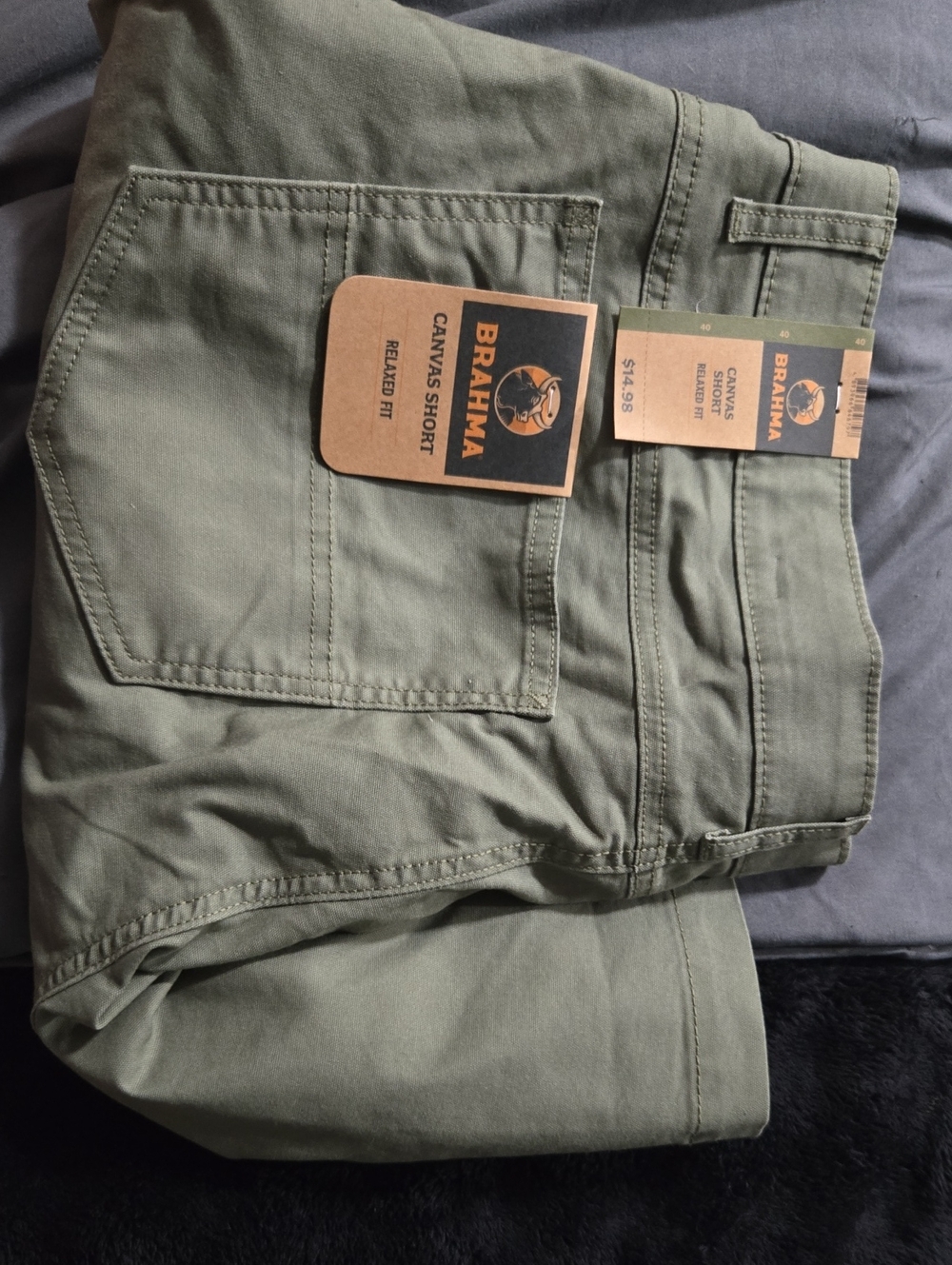 Brahma Olive Green Canvas Shorts with Back Pocket